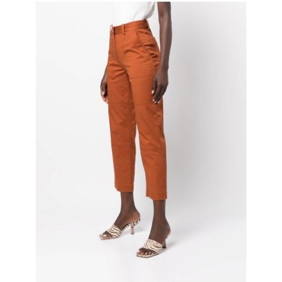 NWOT Derek Lam 10 Crosby Therese Straight Leg Pants Orange Cinnamon Cropped - Picture 3 of 13
